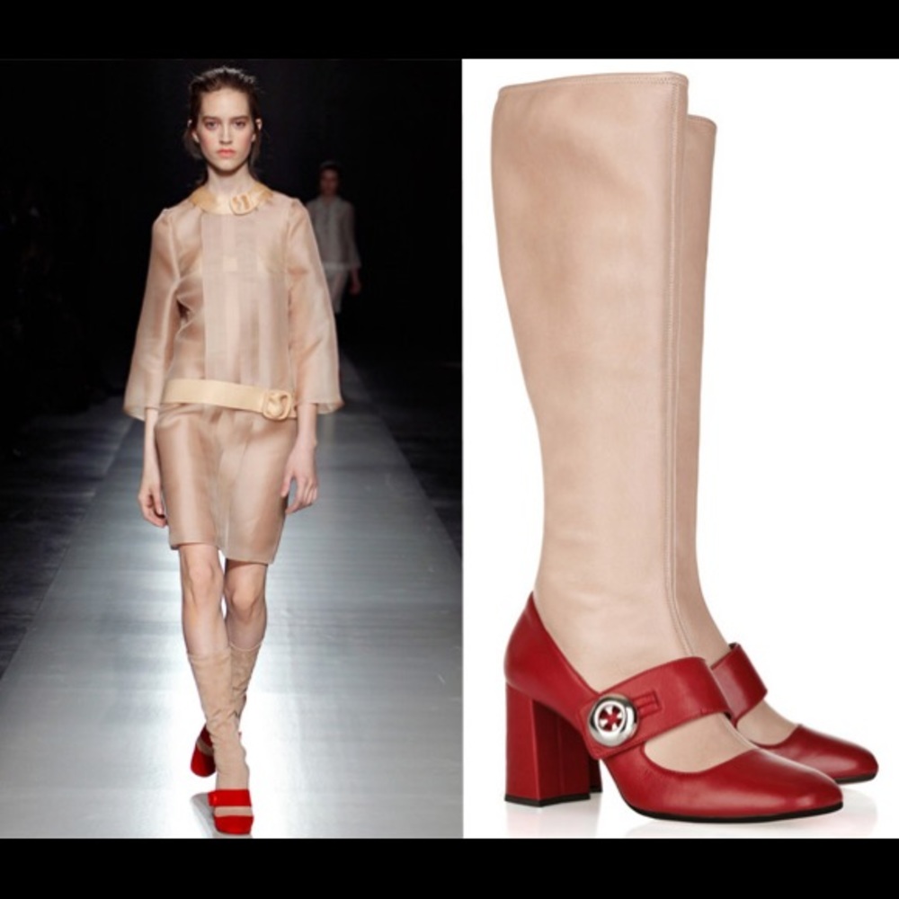 Prada suede knee high MaryJane boots original